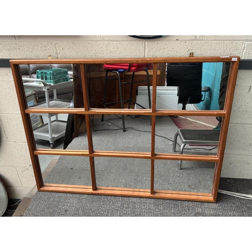 853 - Mid-century teak framed sectional wall mirror (109x83cm)