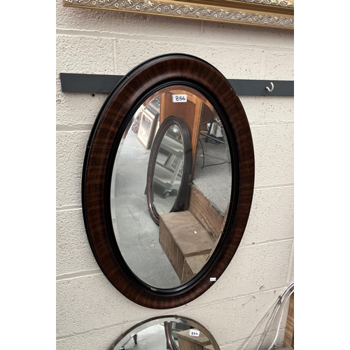 856 - Vintage oval bevel edge mirror (55x82cm)