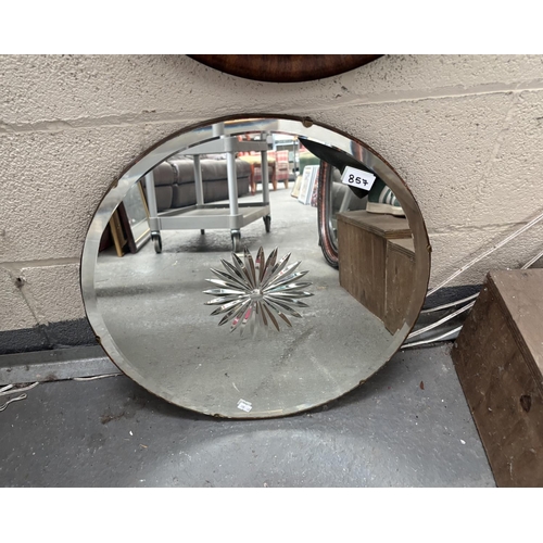 857 - Vintage etched 'sunflower' mirror (48cm)