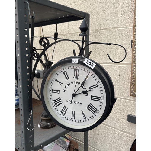 858 - 'Kensington London' double sided railway station style clock