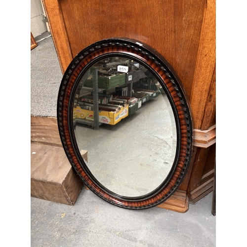 859 - Vintage framed oval bevel edge mirror (62x87cm)