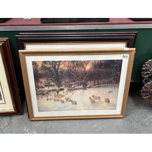863 - 3 Framed and glazed Farquharson prints