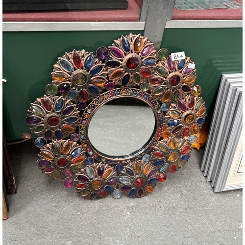 864 - Moroccan style bejewelled mirror