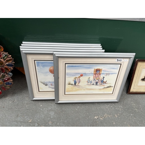 865 - 5 Framed and glazed signed limited edition seaside prints by Faye Whittaker