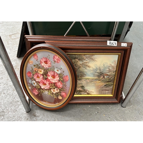 867 - 3 Original rural scene oils on board