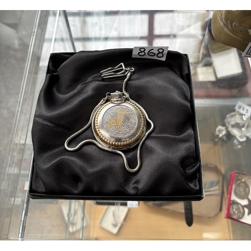 868 - Swiss Balance pocket watch featuring a stag
