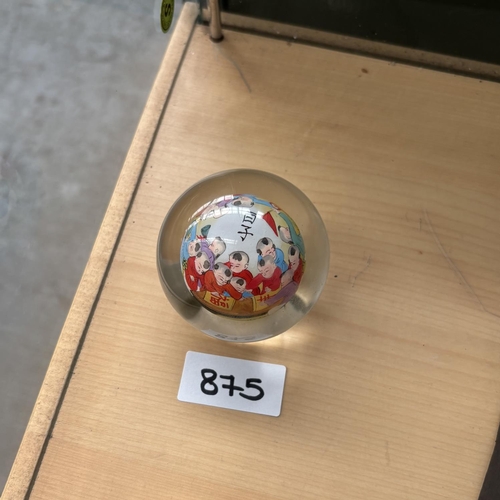 875 - Vintage reverse painted Chinese glass globe