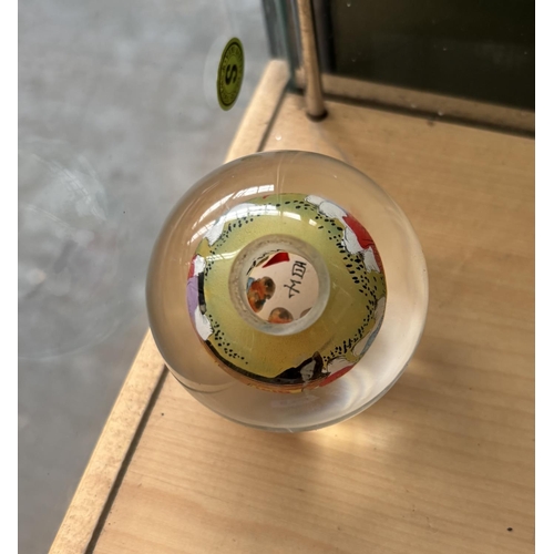 875 - Vintage reverse painted Chinese glass globe