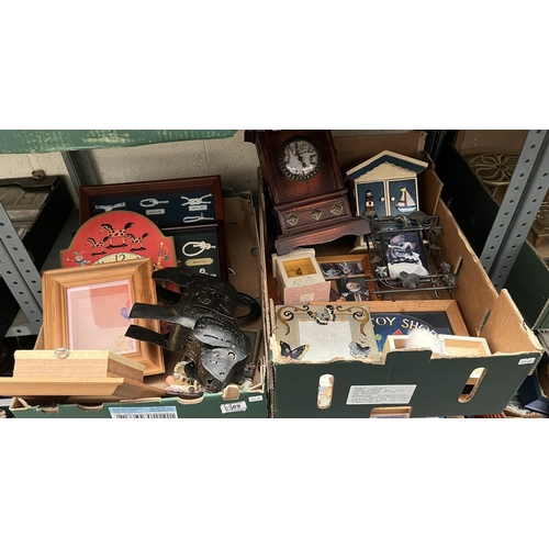 89 - 2 Boxes containing children's 'teddy bear' shadow boxes and 'toy shop' sign etc