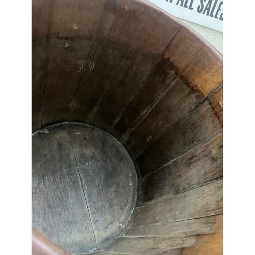 107 - Metal bound 'barrel' planter/ log basket (14