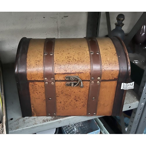 114 - Leather banded storage chest