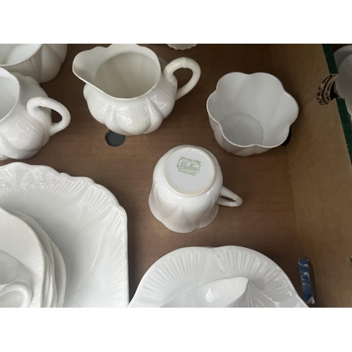 68 - 2 Boxes containing Shelley Dainty flatware, cake stand, cups & saucers