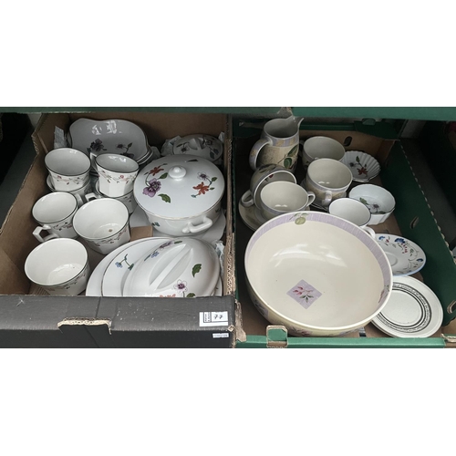 77 - 2 Boxes containing Eternal Beau, Royal Worcester Astley and Wild Fruits dinnerware etc
