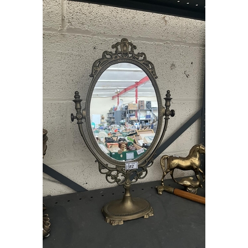 82 - Vintage brass framed dressing table mirror (50cm tall)