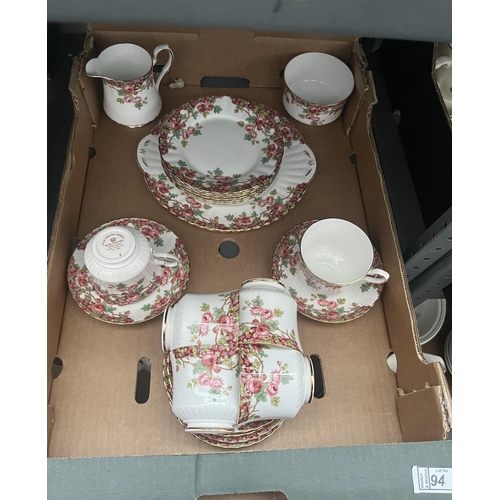 94 - Box containing a Royal Stafford Olde English Garden part tea service
