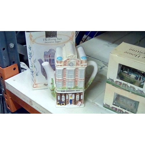 73 - The Rising Sun Collectors Tea Pot Boxed & Two Boxed Collectors Houses