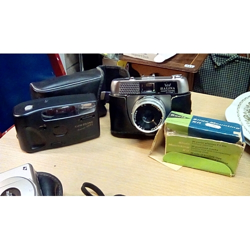 132 - Two Cameras including Halina and Boxed Slide Making Kit from Boots