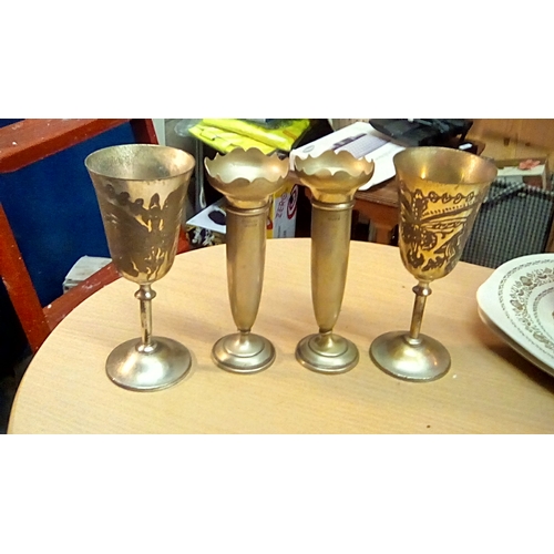 147 - Two Epns Vases and Two Goblets
