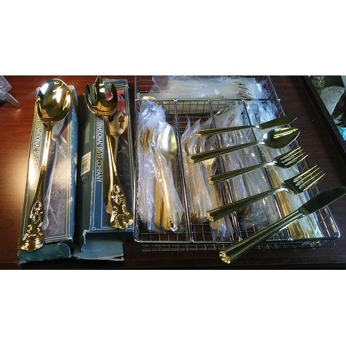 169 - complete set of gold plated cutlery 58 pieces by international silver company