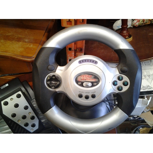 188 - Star Gaming Steering Wheel and set of racing pedals