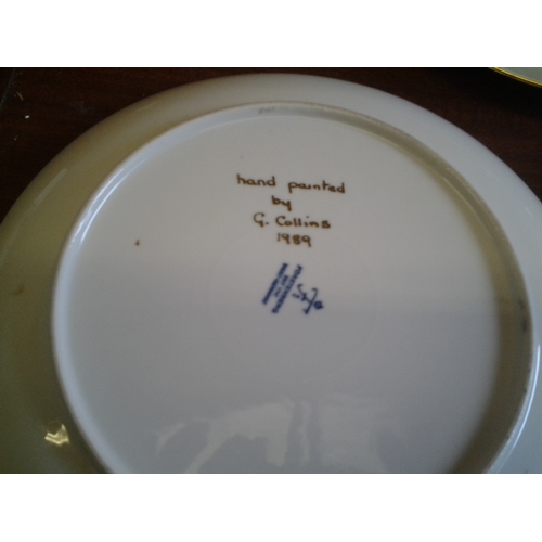 253 - 3 west german painted bird plates