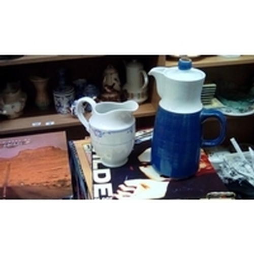 115 - Large Retro Coffee Pot and Large Signed China Milk Jug