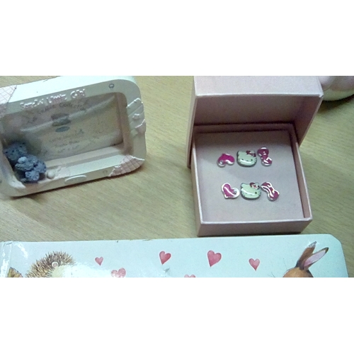 284 - Nice Girls Collection Boxed Hello Kitty Earing set, Me to you Frame and You and me Story Book