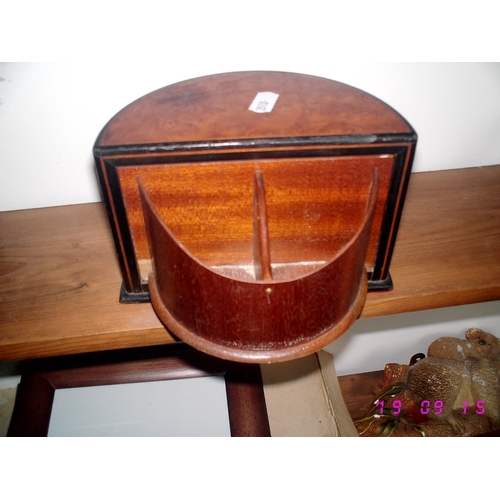 6 - LOVELY WOODEN CRECENT SHAPED DESK ORGONISER