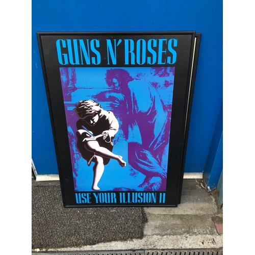 47 - FANTASTIC FRAMED ORIGINAL 1990s GUN'S N' ROSES  USE YOUR ILLUSION 11 PRINT 36''X 24''