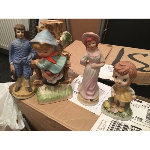 7 - COLLECTION OF FIGURINES INCLUDING HUMMEL STYLE LIGHT HOLDER ETC