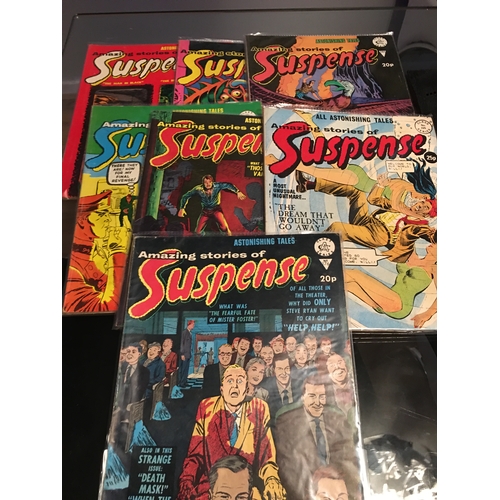 42 - ASSORTMENT OF 7 SUSPENSE COMICS FROM 1970s ALL IN SLEAVES IN GOOD CONDITION