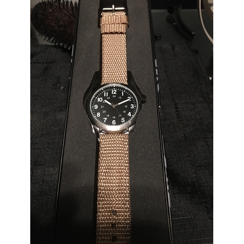 33 - Brand New Gents US Army 1970s Khaki Field Watch in a presentation box