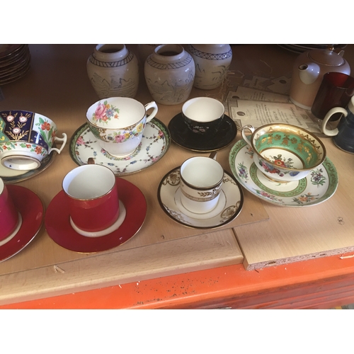 193 - NICE COLLECTION OF CHINA CABINET CUPS & SAUCERS, COFFEE CANS  AND SAUCERS AND TENNIS SET