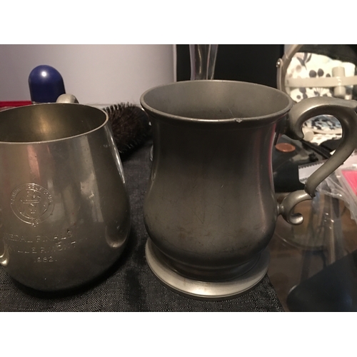 265 - NICE SELECTION OF PEWTER BEER MUGS INCLUDING VINTAGE & EARLIER & TWO WITH GLASGOW HERITAGE