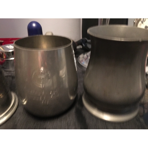 265 - NICE SELECTION OF PEWTER BEER MUGS INCLUDING VINTAGE & EARLIER & TWO WITH GLASGOW HERITAGE