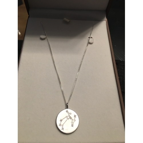 138 - Lovely Silver Zodiac Star Sign Pendant Necklace IN PRESENTATION BOX