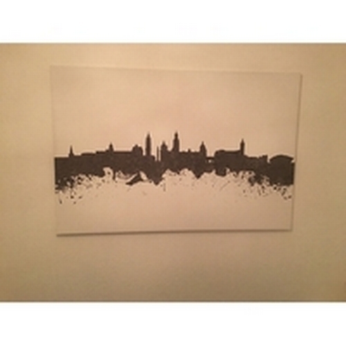 152 - FANTASTIC LARGE GLASGOW SKY LINE SCENIC BLACK AND WHITE CANVAS 135Cm by 90Cm, in perfect condition  ... 