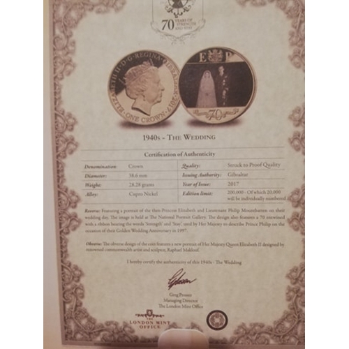 260 - The platinum wedding anniversary coin with certificate and folder