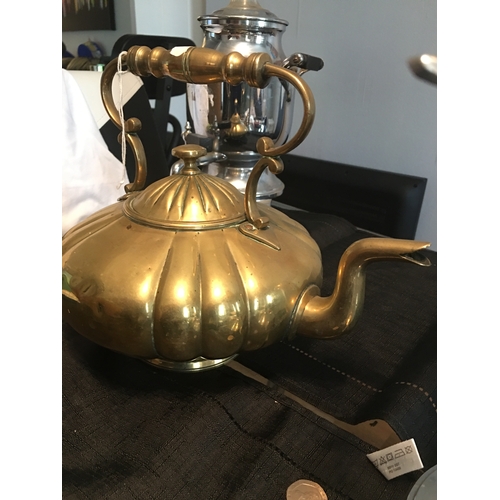 2 - CRACKIN HEAVY BRASS KETTLE WITH SOLID BRASS HANDLE