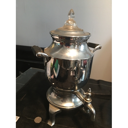 10 - CRACKING SAMOVAR WITH GLASS LID IN LOVELY CONDITION 30CM TALL