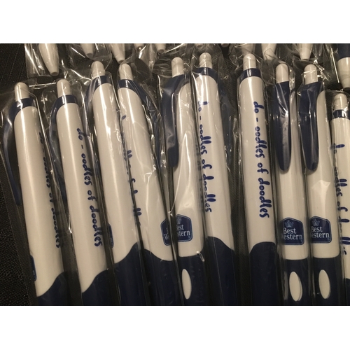 30 - COLLECTION OF 33 NEW BRANDED BLUE BALL POINT PENS