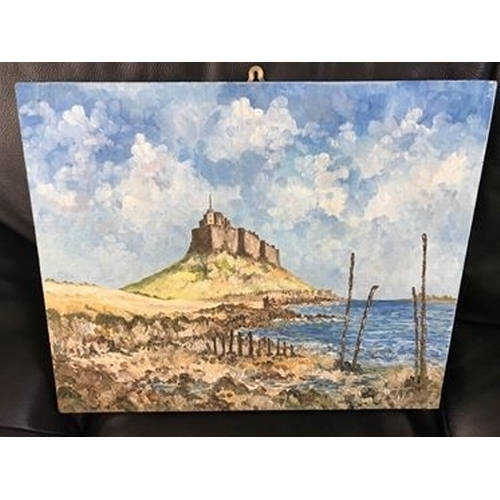 128 - NICE HOLY ISLE OIL ON CANVAS PICTURE