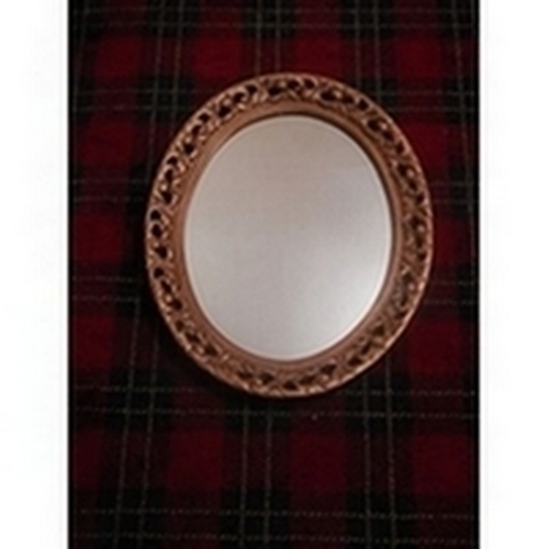 165 - Large heavy oval mirror 60 cm diameter in an ornate gesso frame 233