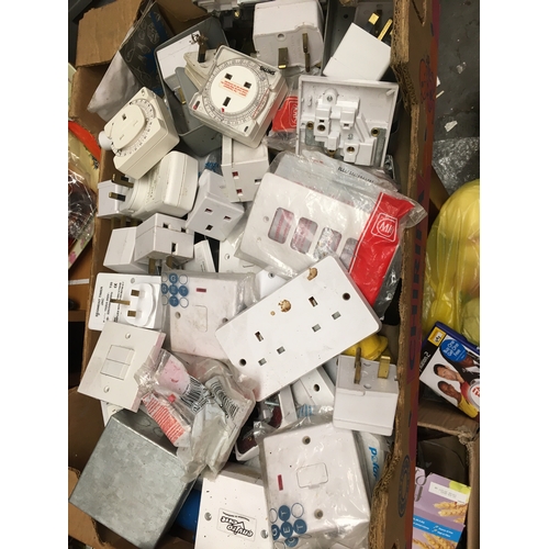 105 - CRACKING STUFFED BOX OF ELECTRICAL ITEMS