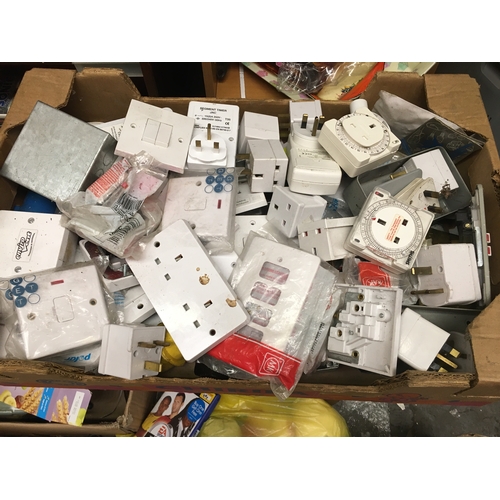 105 - CRACKING STUFFED BOX OF ELECTRICAL ITEMS