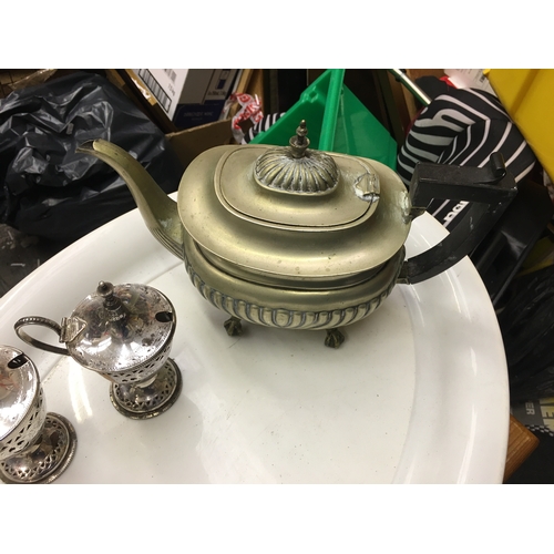 138 - COLLECTION OF PLATED WARE TEAPOT ETC