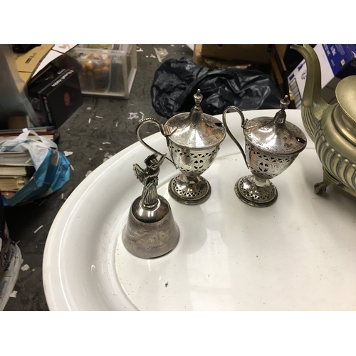 138 - COLLECTION OF PLATED WARE TEAPOT ETC