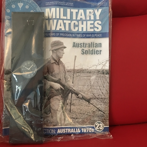 341 - FANTASTIC MILITARY ISSUE WATCHES COLLECTION WITH SEALED MAGAZINE AND BOXED WATCH ISSUE 23 '' AUSTRAL... 