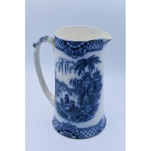 370 - STUNNING RARE Ford & Sons Burslem Burma Pattern Blue and White Jug (7.5