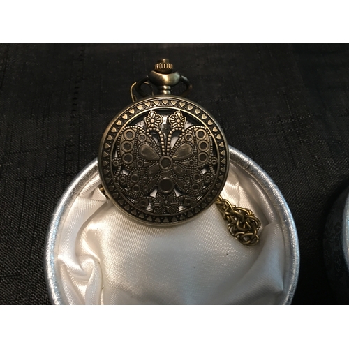 352 - CRACKING BOXED POCKET WATCH WITH BUTTERFLY THEME